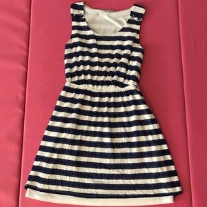 White and Blue Skater Dress